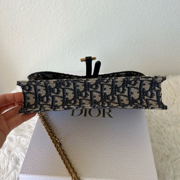 AUTHENTIC DIOR Oblique Saddle Chain Pouch Blue - Picture 4 of 10